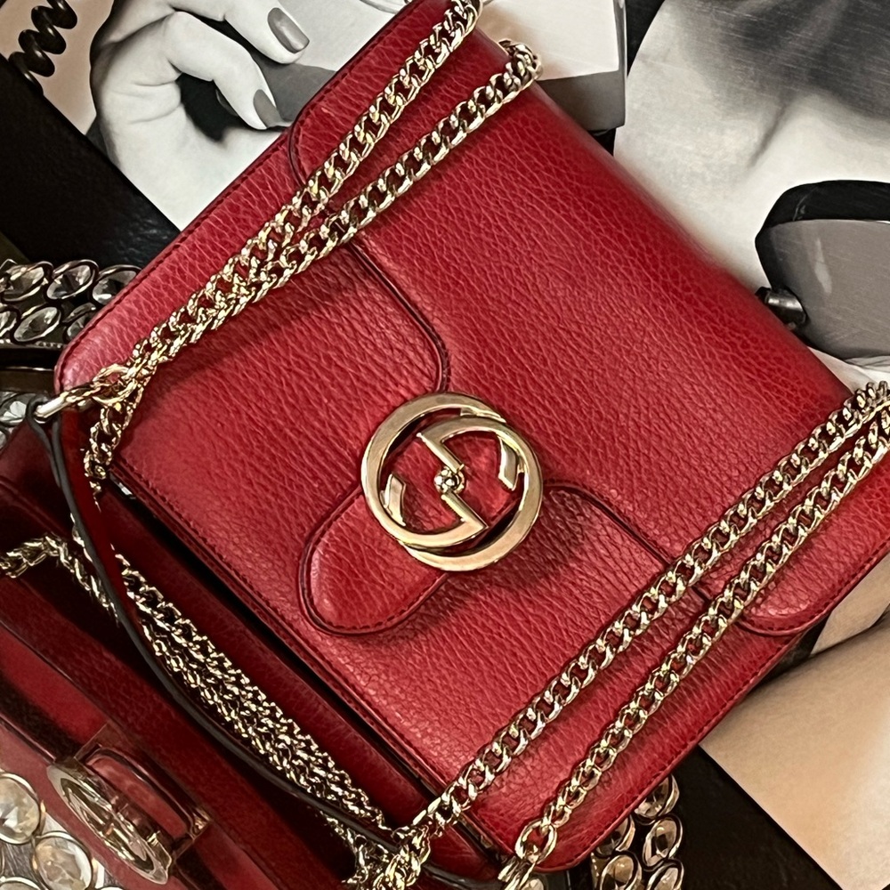 Gucci Red Leather Shoulder Bag